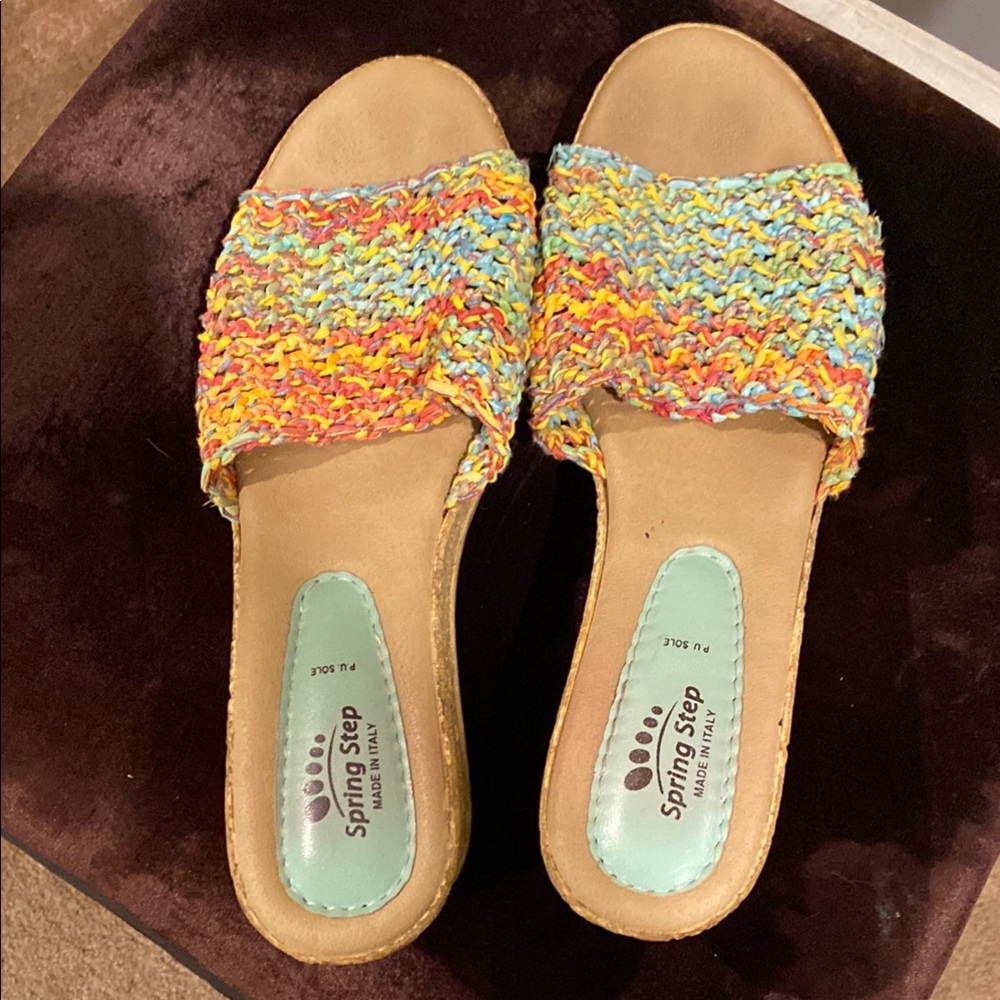 Spring Step Red and Yellow Sandals Woven Slip-On